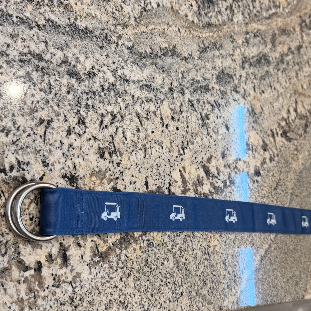 Vineyard Vines Navy Belt with Golf Cart Motif